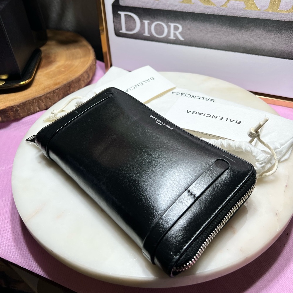 Balenciaga continental Black Leather Wallet EUC - Picture 7 of 17